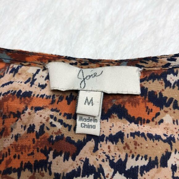 Joie Women’s Brown Animal Print 100% Silk Sleeveless Racer Back top Size M - Picture 6 of 9